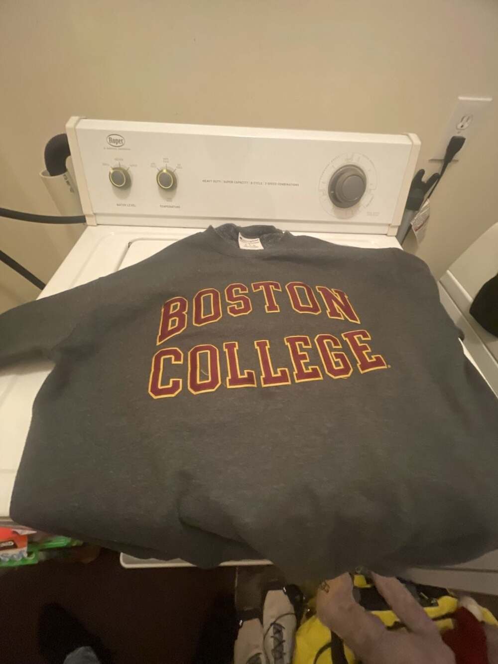Champion Boston College Collegiate Spellout Crewneck Sweatshirt Gray Size L